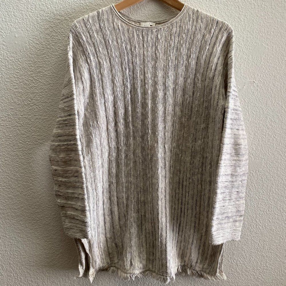 J. Jill Fringe Pullover Knit Sweater Button Accent 109431 Multi-Color Size Small